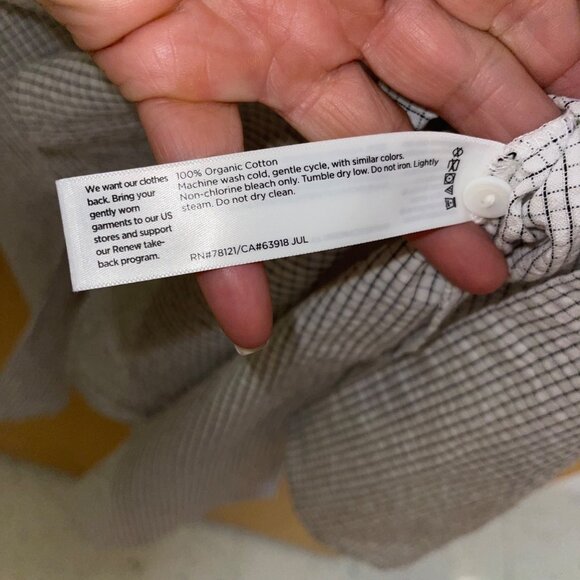 Eileen Fisher Womens Checkered Shirtdress Size XXS White Organic Cotton Ripple - Picture 5 of 10